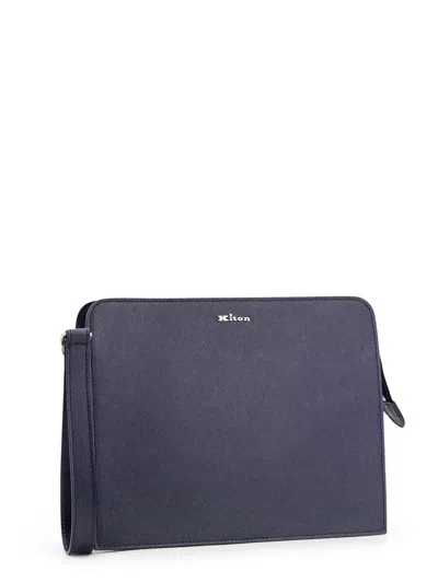 Kiton Ciro Paone Logo Lettering Leather Clutch