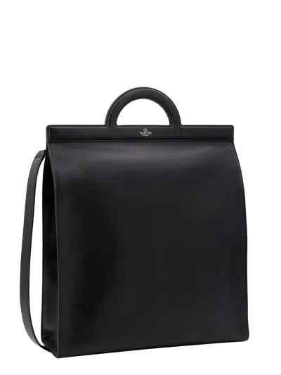 Valentino Garavani Men Leather Handbag With Frontal Logo Print
