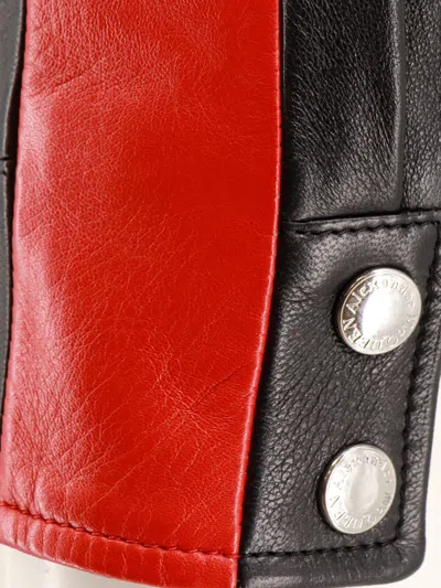 Alexander Mcqueen Leather Jacket With Contrasting Bands In Black