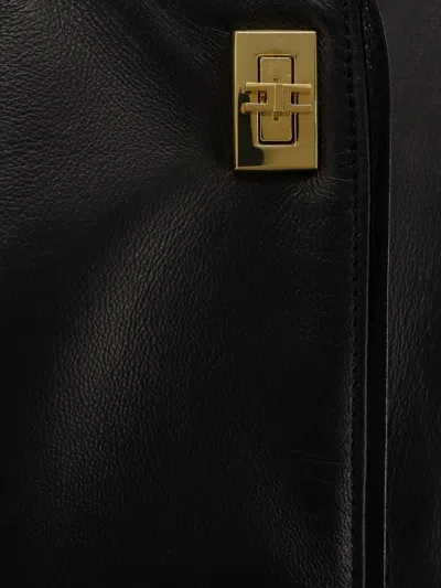 Elisabetta Franchi Leather Jacket With Monogram Metal Details In Black
