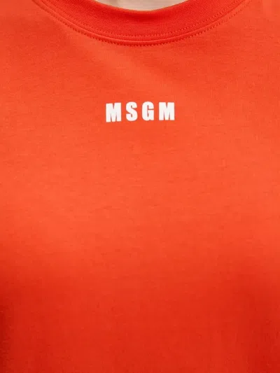Msgm Logo-print Maxi Dress In Orange