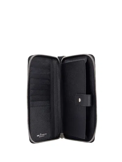 Kiton Ciro Paone Leather Phonecase In Black
