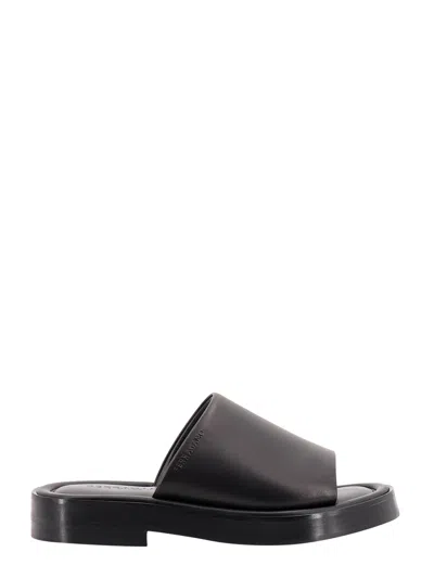 Ferragamo Leather Sandals With Embossed Logo On The Side