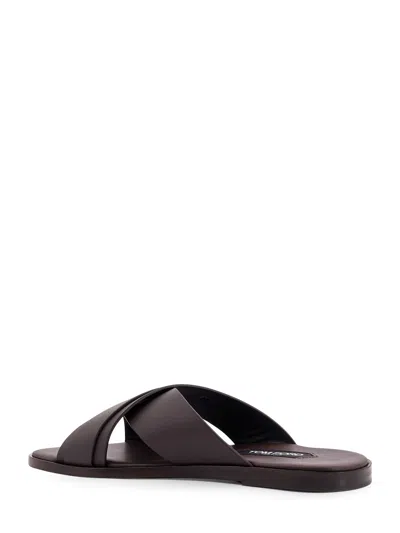 Tom Ford Mens Preston Crossover-strap Leather Sandals Dark Brow