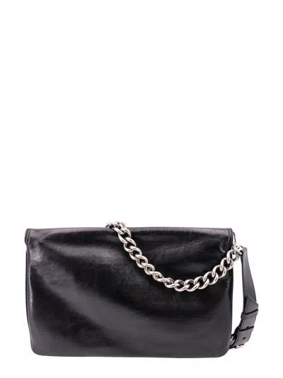 Balenciaga Leather Shoulder Bag With Metal Monogram