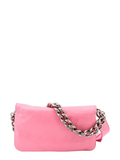 Balenciaga Leather Shoulder Bag With Metal Monogram
