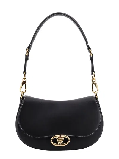 Valentino Leather Shoulder Bag With Vlogo Signature Detail In Black