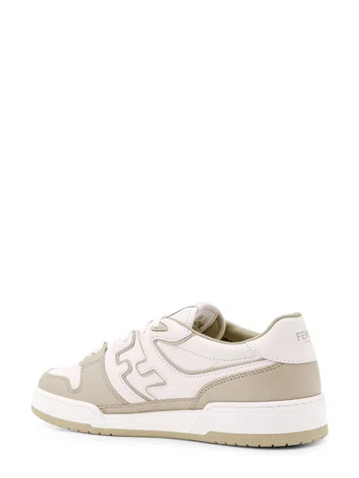 Fendi Leather Sneakers With Ff Lateral Logo In Neutral