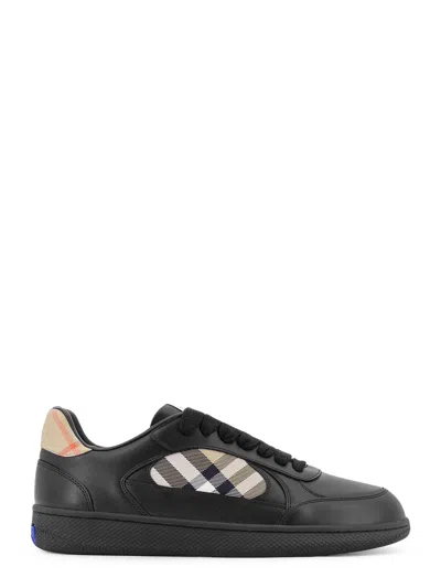Burberry Indigo Blue Leather And Check Sneaker Terrace