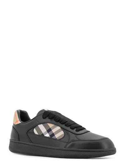 Burberry Indigo Blue Leather And Check Sneaker Terrace