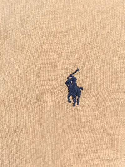 Polo Ralph Lauren Linen Shirt With Logo Embroidery In Brown