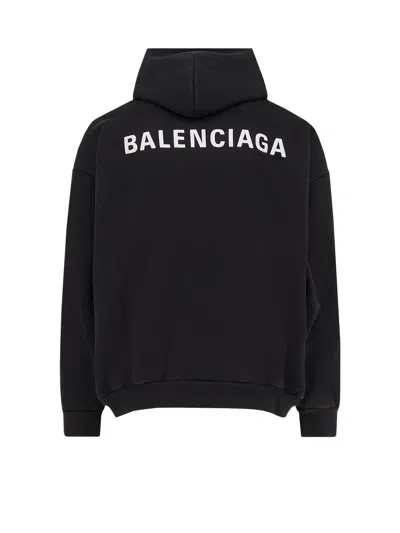 Balenciaga Relaxed-fit Cotton Hooded Sweatshirt With Design In Black