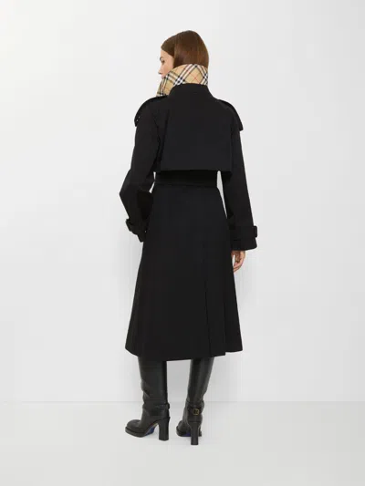 Burberry Long Gabardine Fitzrovia Trench Coat Clothing In Black