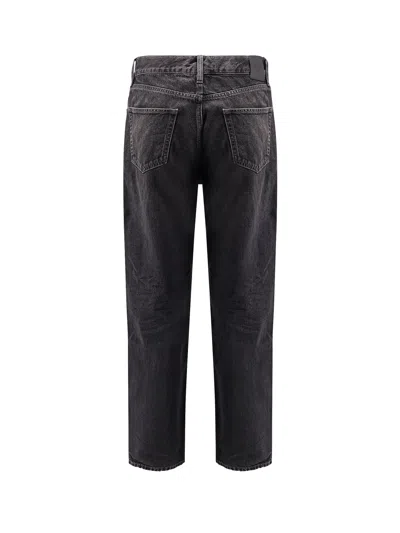 Saint Laurent Mick Long Straight Faded Jeans In Black