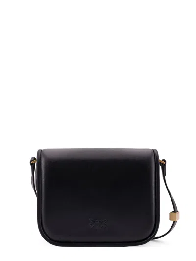 Pinko Love Box Black Crossbody Bag With Love Birds Plaque On The Front In Leather Woman