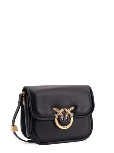 Pinko Love Box Black Crossbody Bag With Love Birds Plaque On The Front In Leather Woman