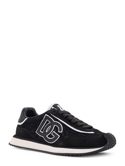 Dolce & Gabbana Dg Cushion Sneakers In Calfskin And Fabric In Multi
