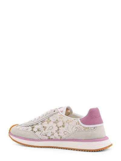 Dolce & Gabbana White Low Top With Lace Details And Dg Patch On The Side