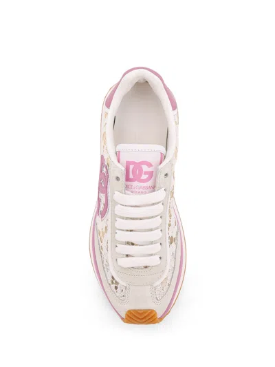 Dolce & Gabbana White Low Top With Lace Details And Dg Patch On The Side
