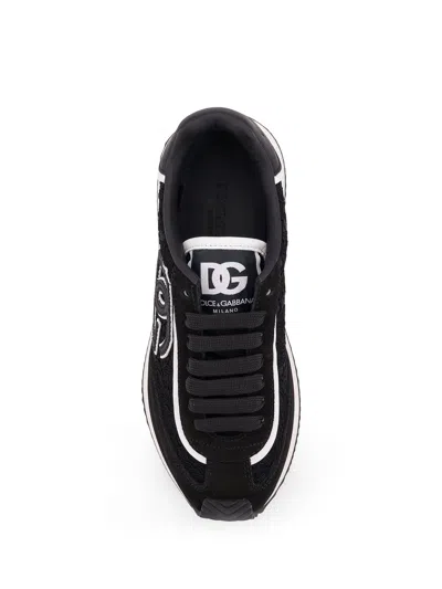 Dolce & Gabbana Dg Cushion Sneakers In Calfskin And Fabric In Multi