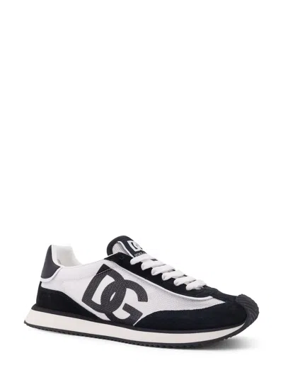 Dolce & Gabbana Low-top Mesh Sneakers With Suede Inserts In Black