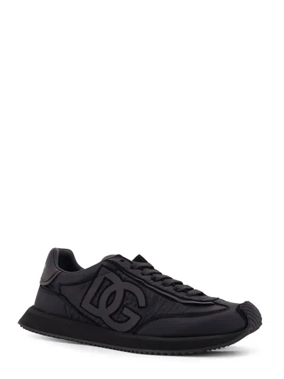 Dolce & Gabbana Low-top Nylon Sneakers With Leather Inserts In White