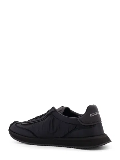 Dolce & Gabbana Low-top Nylon Sneakers With Leather Inserts In White