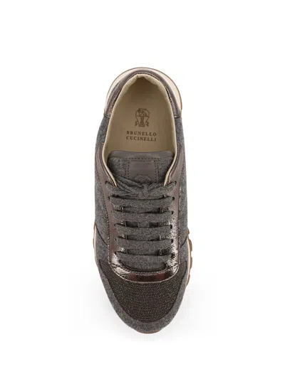Brunello Cucinelli Women Low-top Wool Flannel Sneakers With Leather Profiles