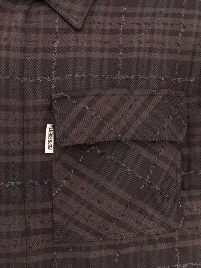 Represent Rep Long-sleeved Flannel Shirt In Brown
