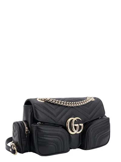 Gucci Matelassé Leather Shoulder Bag With Multipockets Detail