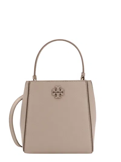 Tory Burch Mcgraw Small Leather Bucket Bag In Gray