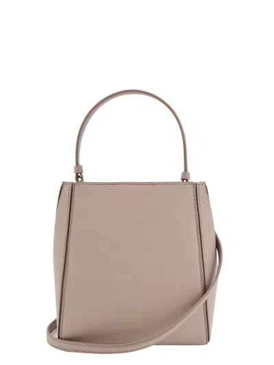 Tory Burch Mcgraw Small Leather Bucket Bag In Gray