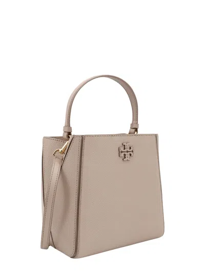 Tory Burch Mcgraw Small Leather Bucket Bag In Gray