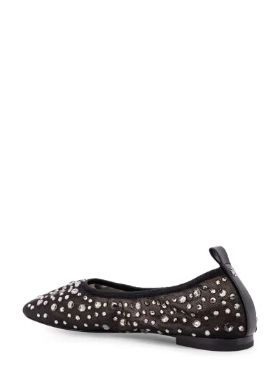 Tory Burch Black Ballet Flats With All-over Crystals Application In Tech Fabric Woman