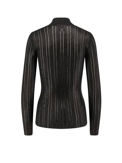 Elisabetta Franchi Metallic Fabric Turtleneck Sweater In Black