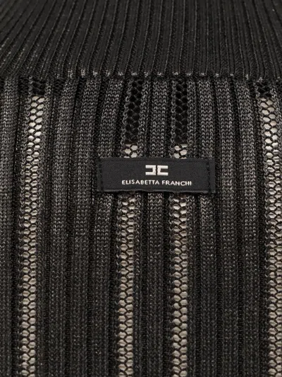 Elisabetta Franchi Metallic Fabric Turtleneck Sweater In Black