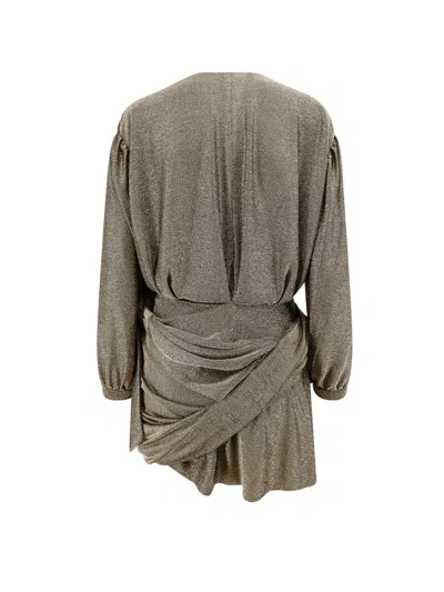 Balenciaga Laminated Mini Draped Dress In Gold