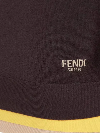 Fendi Mini Wool Dress In Brown