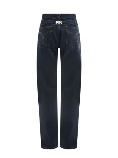 Versace Men Mitchel Fit Jeans With Medusa Buttons In Blue