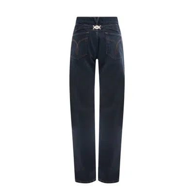 Versace Men Mitchel Fit Jeans With Medusa Buttons In Blue