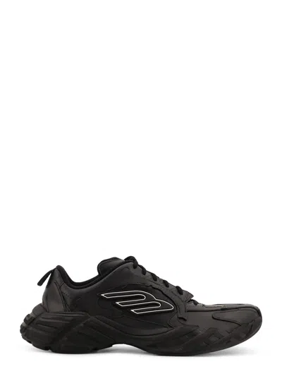 Balenciaga Men 'monday' Black Low Top Sneakers With Logo Detail And Embossed Size On The Rear In Lea In Black