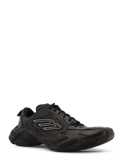 Balenciaga Men 'monday' Black Low Top Sneakers With Logo Detail And Embossed Size On The Rear In Lea In Black