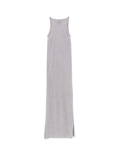 Pinko Nelson Viscose And Metallised Fibre Long Dress In Gray