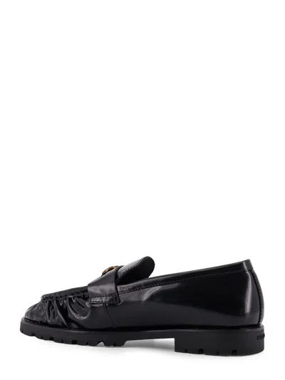 Pinko Nora Love Birds Leather Loafers In Black