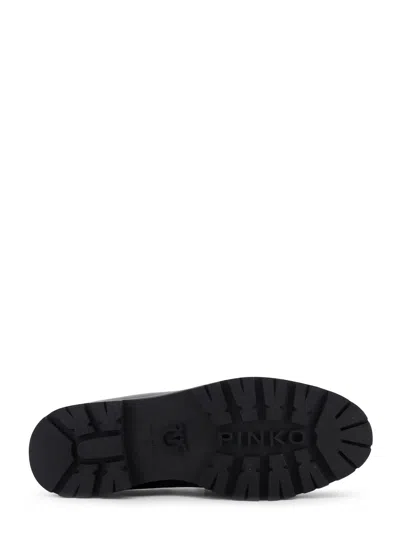 Pinko Nora Love Birds Leather Loafers In Black