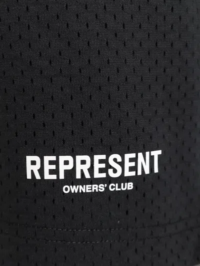 Represent Nylon Bermuda Shorts With Frontal Logo Print In Black