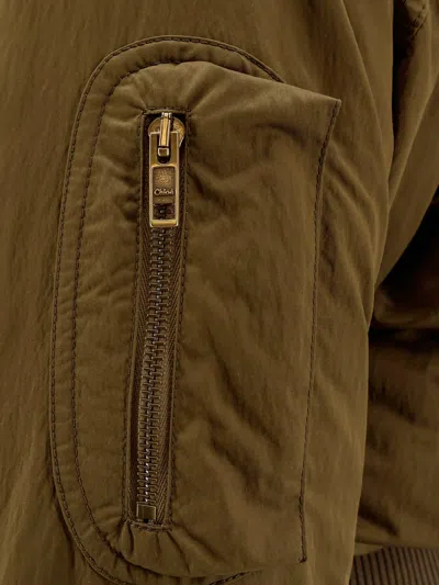 Chloé Nylon Bomber Jacket In Green