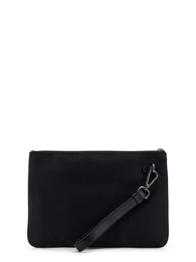 Kiton Ciro Paone Nylon Clutch Bag With Iconic Logo Embroidery