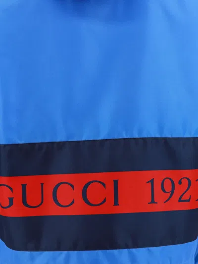 Gucci Web And Logo Print Windbreaker Jacket In Blue
