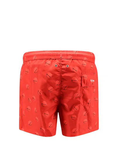 Kiton Ciro Paone Nylon Swim Trunk With All-over Print In Red